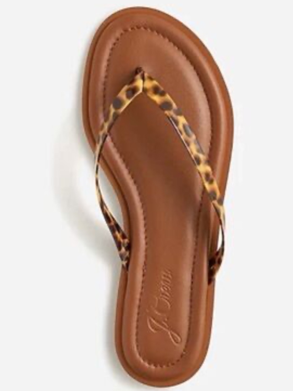 J. Crew Leopard-Print Strap Tan Flip Flops 8.5